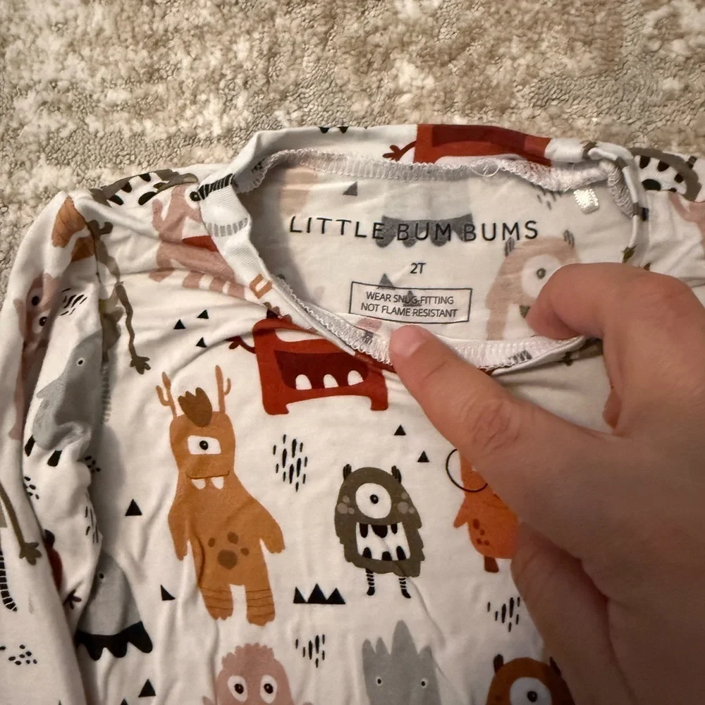 Little Bum Bums Kids Monster Print Long Sleeve Bamboo Shirt size 2T